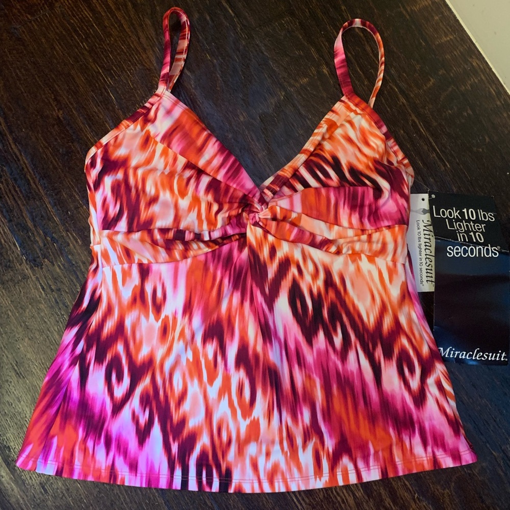 Miraclesuit Pink and Orange Swim Top